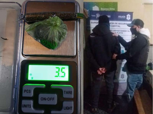 Atraparon en La Plata a un policía y un albañil que estaban con marihuana en una plaza