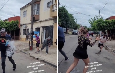 Se armó una terrible "guerra de bombitas" entre vecinos y el video fue viral: "Quiero ser uno de ellos"