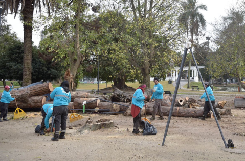 Gran operativo en el Parque Saavedra: repararon juegos, luces y comenzaron con la limpieza del histórico lago