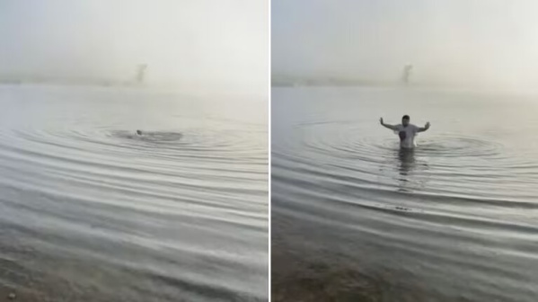 "Dale que falta poquito": un ladrón se tiró a un lago para escapar tras un golpe comando a un country