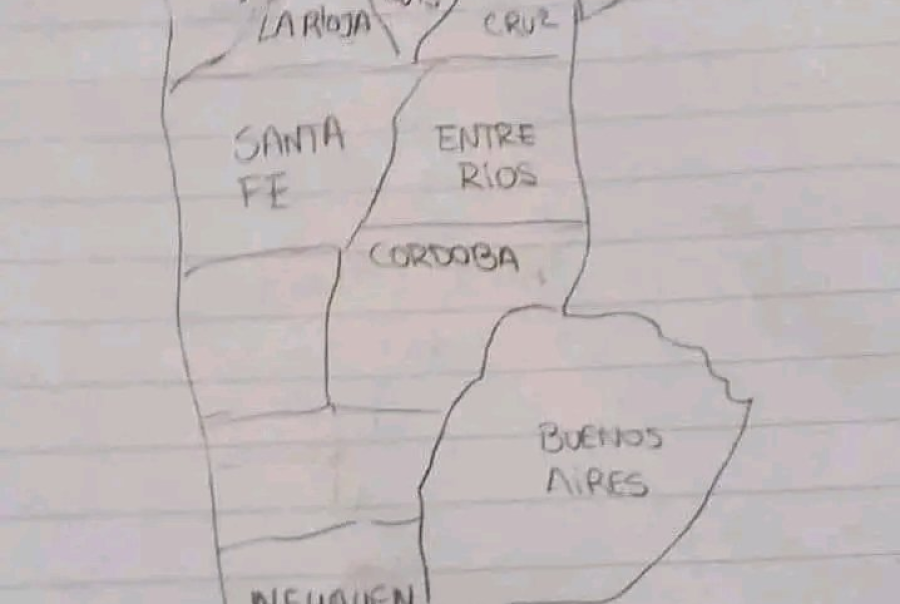 Se viralizó el desafortunado mapa de Argentina de una estudiante de 5to año y encendió el debate: ”Las cataratas de Formosa”